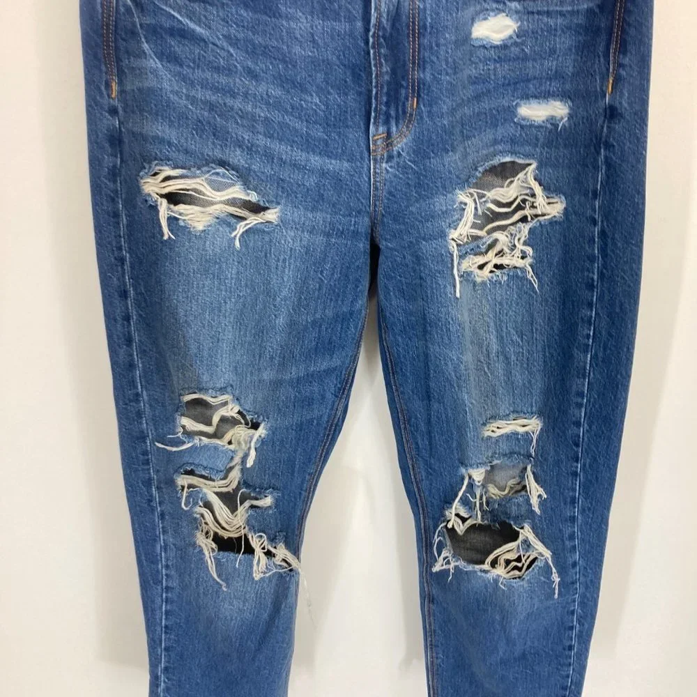 American Eagle 90's boyfriend distressed medium wash jeans 4 short
